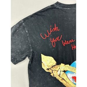 Travis Scott Astroworld Tour T-Shirt Black Acid Wash Wish You Were Here Mens XL